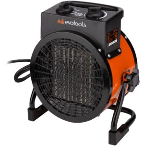 Aeroterma electrica cu rezistenta ceramica EH 2000, Evotools, 2000 W, 230-240 V, 150 m3 flux aer