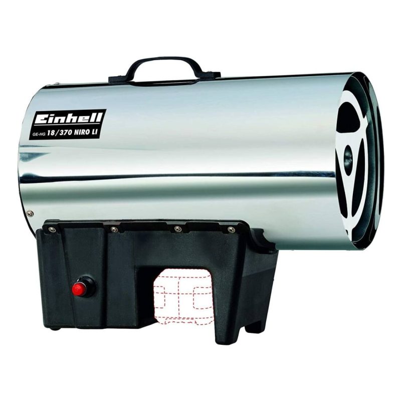Aeroterma industriala pe gaz/acumulator Einhell GE-HG 18/370 Niro Li-Solo D/AT, 18 V, tehnologia PXC, 37W, 1.5 bar presiune maxima lucru, fara acumulator/incarcator