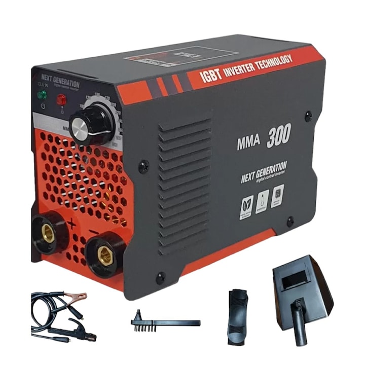 Aparat de sudura MMA300, 10-300A, Electrozi 1.6 - 5 mm, Protectie termica, Complet accesorizat, 220V